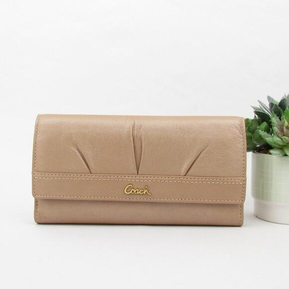 NWT Coach Dune Pebbled Leather Check Wallet - Picture 2 of 9